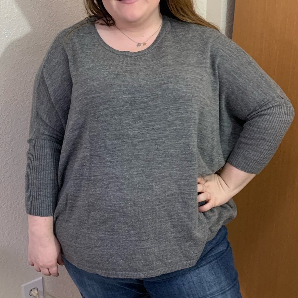 H&M Oversized Grey 3/4 Sleeve Sweater Size M/L